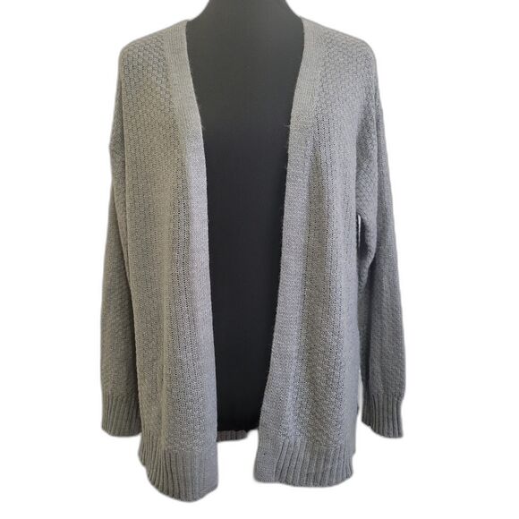 Moral Fiber gray knit open cardigan lattice detail back size medium - Picture 1 of 8